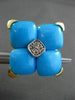 ESTATE LARGE .20CT DIAMOND & AAA TURQUOISE 18KT YELLOW GOLD 3D FILIGREE EARRINGS
