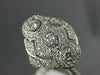 ANTIQUE WIDE .42CT DIAMOND 14KT WHITE GOLD 3D 3 STONE HALO FILIGREE RING #1330