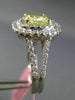 ESTATE LARGE GIA 2.16CT DIAMOND 18KT TWO TONE GOLD DOUBLE HALO ENGAGEMENT RING