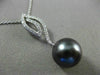 ESTATE .18CT DIAMOND 14KT WHITE GOLD 3D AAA TAHITIAN PEARL LEAF FLOATING PENDANT