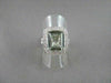 ESTATE WIDE SQUARE AAA GREEN AMETHYST & DIAMOND 7.15CTW 14KT WHITE GOLD RING