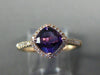 ESTATE 1.02CT DIAMOND & AAA AMETHYST 14KT ROSE GOLD 3D CUSHION FUN LOVE RING