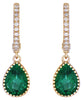 ESTATE 2.25CT DIAMOND & AAA EMERALD 18KT YELLOW GOLD PEAR SHAPE & ROUND EARRINGS