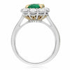 2.85CT DIAMOND & AAA EMERALD 18KT WHITE & YELLOW GOLD 3D FLOWER ENGAGEMENT RING