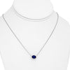 2.06CT AAA SAPPHIRE 14K WHITE GOLD 3D OVAL CLASSIC SOLITAIRE BEZEL LOVE NECKLACE
