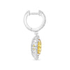 5.09CT DIAMOND & AAA YELLOW SAPPHIRE 18K WHITE GOLD OVAL & ROUND FLOWER EARRINGS