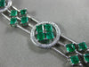 ESTATE WIDE 9.06CT DIAMOND & AAA EMERALD 18KT WHITE GOLD 3D HALO TENNIS BRACELET