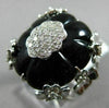 ESTATE LARGE .82CT DIAMOND & AAA ONYX 14KT WHITE GOLD 3D HEART FLOWER FUN RING