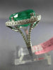 ESTATE EXTRA LARGE 8.39CT DIAMOND & AAA EMERALD 18KT WHITE GOLD ENGAGEMENT RING