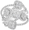 EXTRA LARGE 1.80CT DIAMOND 14KT WHITE GOLD CLUSTER MULTI SHAPE INTERTWINING RING
