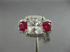 ESTATE LARGE 3.30CT DIAMOND & AAA RUBY 14K WHITE GOLD 3D CLASSIC ENGAGEMENT RING