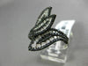 ESTATE LARGE 2.38CT ROUND DIAMOND 14KT WHITE & BLACK GOLD 3D MULTI LEAF FUN RING