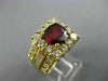 LARGE 4.1CT ROUND & BAGUETTE DIAMOND & RUBY 18K YELLOW GOLD HALO ENGAGEMENT RING