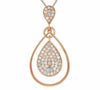 ESTATE LARGE .55CT DIAMOND 14KT ROSE GOLD 3D CLUSTER TEAR DROP FLOATING PENDANT