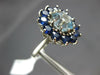 ESTATE 5.40CT AAA SAPPHIRE & AQUAMARINE 14KT WHITE GOLD FLOWER HEXAGON FUN RING