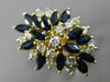 ESTATE LARGE 3.56CT DIAMOND & AAA SAPPHIRE 14KT YELLOW GOLD FLOWER COCKTAIL RING