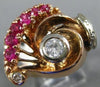 ANTIQUE WIDE 1.0CT OLD MINE DIAMOND & AAA RUBY 14K WHITE & ROSE GOLD RING #22261