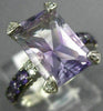 LARGE 4.17CT DIAMOND & AAA AMETHYST 14K WHITE GOLD ROUND & EMERALD FILIGREE RING