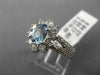 ESTATE 1.49CT DIAMOND & AQUAMARINE 14K WHITE GOLD 3D HALO FLOWER ENGAGEMENT RING
