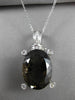 ANTIQUE LARGE 16.45CT DIAMOND & AAA SMOKY TOPAZ 18KT WHITE GOLD 3D OVAL PENDANT