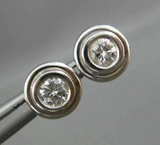 ESTATE .50CT DIAMOND 14KT WHITE GOLD BEZEL STUD EARRINGS 8mm BEAUTIFUL!! #96405