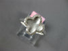 ESTATE .20CT DIAMOND 14K WHITE GOLD 4 LEAF CLOVER FLOWER MATTE & SHINY LOVE RING