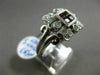 ESTATE 1.05CT DIAMOND & AAA RUBY 18KT WHITE GOLD 3D SQUARE FILIGREE FLORAL RING