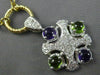 ESTATE LARGE 3.50CT DIAMOND & GREEN PURPLE AMETHYST 14K GOLD PAVE ITALY NECKLACE