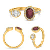 1.06CT DIAMOND & AAA RUBY 14KT YELLOW GOLD OVAL ROUND & BAGUETTE SOLITAIRE RING