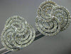 LARGE 2.33CT DIAMOND 18KT WHITE GOLD 3D MULTI ROW SWIRL FLOWER CLIP ON EARRINGS