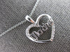 ESTATE .05CT DIAMOND 14KT WHITE GOLD 3D OPEN HEART MOTHER FUN FLOATING PENDANT