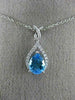 1.48CT DIAMOND & AAA PEAR SHAPE BLUE TOPAZ 14KT WHITE GOLD 3D TEAR DROP PENDANT