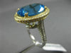 EXTRA LARGE 16.72CT DIAMOND & AAA OVAL BLUE TOPAZ 14KT 2 TONE GOLD 3D HALO RING