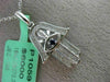 ESTATE .93CT DIAMOND & AAA SAPPHIRE 14K WHITE GOLD HAMSE LUCKY FLOATING PENDANT