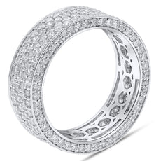 WIDE 3.65CT DIAMOND 14KT WHITE GOLD MULTI ROW ETERNITY WEDDING ANNIVERSARY RING