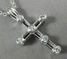 ESTATE LARGE .36CT DIAMOND 14KT WHITE GOLD CLASSIC ETOILE CROSS PENDANT #14131