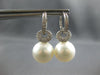 ESTATE LARGE .57CT DIAMOND & TAHITIAN PEARL 18KT WHITE GOLD LOVE KNOT HANGING EARRINGS