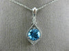 ESTATE 1.54CT DIAMOND & AAA BLUE TOPAZ 14KT WHITE GOLD MILGRAIN FILIGREE PENDANT