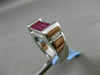 ESTATE 2.06CT DIAMOND & RUBY 18KT WHITE GOLD RECTANGULAR HANDCRAFTED MENS RING