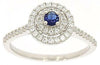 ESTATE .50CT DIAMOND & AAA SAPPHIRE 14KT WHITE GOLD 3D CLASSIC FLOWER LOVE RING