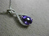 ESTATE 1.12CT DIAMOND & AAA AMETHYST 14KT WHITE GOLD TEAR DROP MILGRAIN PENDANT