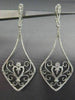 ESTATE LARGE 1.30CT DIAMOND 14KT WHITE GOLD 3D HEART FILIGREE HANGING EARRINGS
