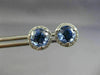 ESTATE 2.80CT DIAMOND & AAA SAPPHIRE 14KT WHITE GOLD 3D ROUND HALO STUD EARRINGS