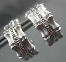 ESTATE .10CT ROUND DIAMOND 14KT WHITE GOLD BAMBOO DESIGN CLIP ON EARRINGS #21694
