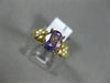 ESTATE 1.02CT DIAMOND & AAA OVAL AMETHYST 14KT YELLOW GOLD 3D FLOWER FUN RING