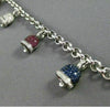 ESTATE LARGE 2.93CT DIAMOND & MULTI GEM 14K WHITE GOLD LUCKY BELL CHARM BRACELET