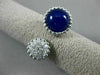 ESTATE .36CT DIAMOND & AAA CABOCHON LAPIS 14KT WHITE GOLD 3D CLUSTER ROUND RING