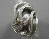 ESTATE MASSIVE 1.08CT DIAMOND 18KT WHITE GOLD 3D MULTI ROW COCKTAIL FUN RING