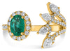 LARGE 1.40CT DIAMOND & AAA EMERALD 14KT YELLOW GOLD MULTI SHAPE MULTI LEAF RING