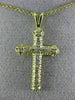 ANTIQUE .30CT DIAMOND 14KT YELLOW GOLD 3D CLASSIC CROSS FLOATING PENDANT #2891